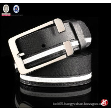 men's geunine leaher belt with mix color strap smooth pin buckle belt